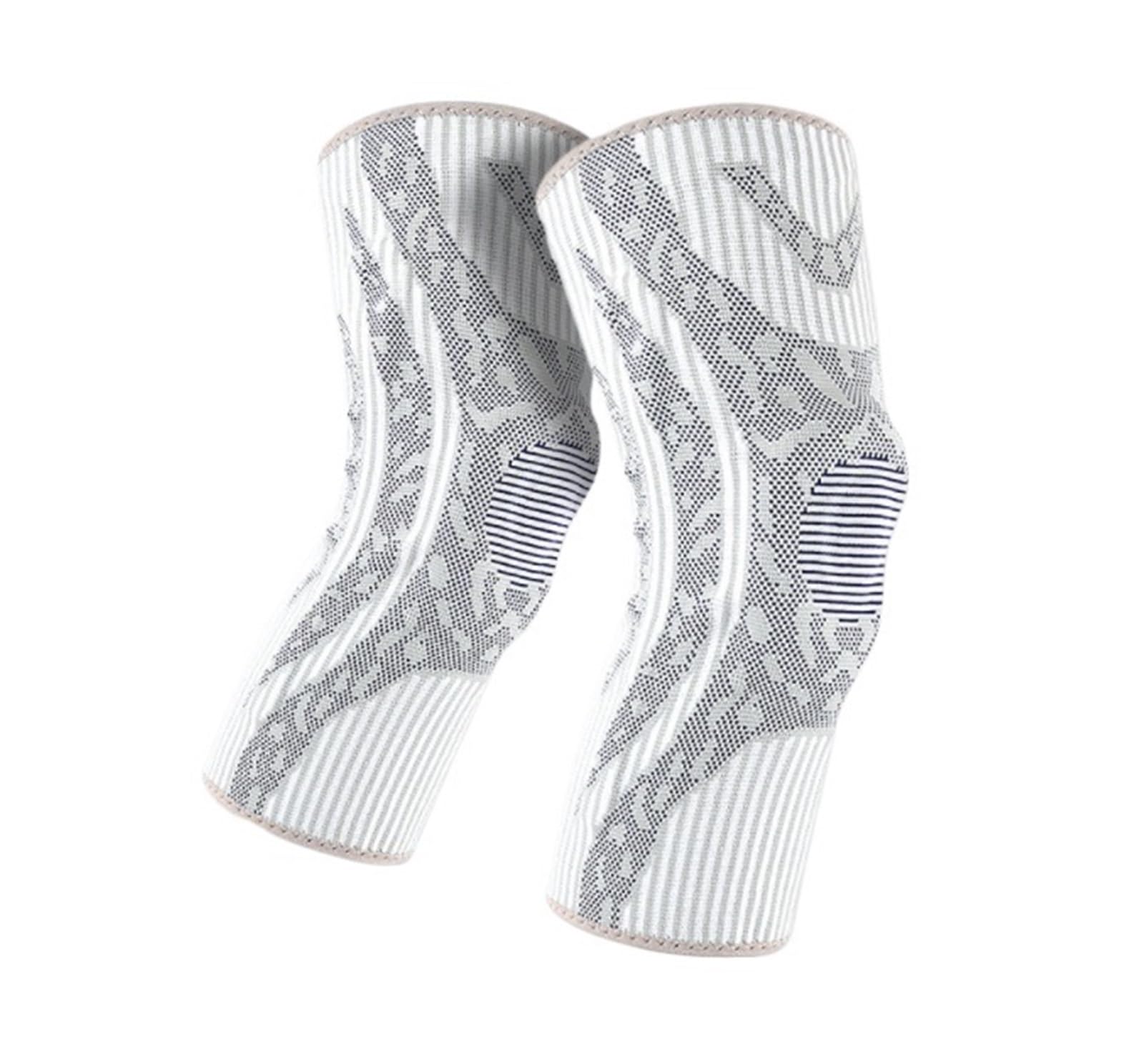 Kniebandage Knieschützer Kniestütz-Kompressionsmanschette for Männer Und Frauen Mit Seitlichen Stabilisatoren Knieschoner Arbeiten(White,L)
