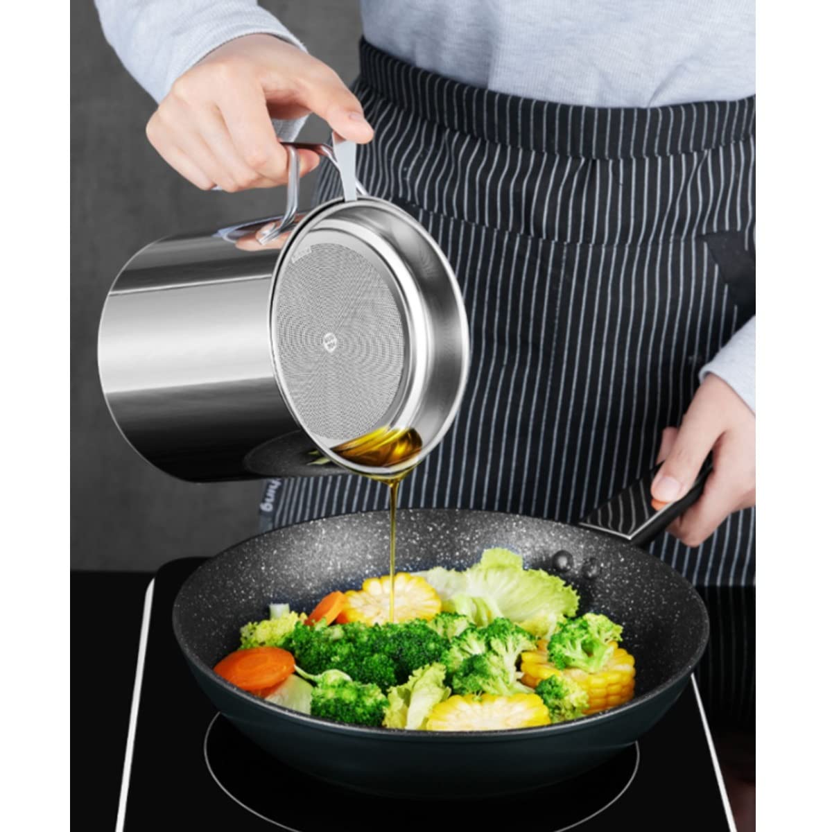 LEIYTFE Colador De Aceite Recipiente De Grasa para Tocino con Filtro Extraíble,para Grasa De Tocino,Aceite De Cocina O De Fritura,Separador De Grasa (Size : 2.1L)