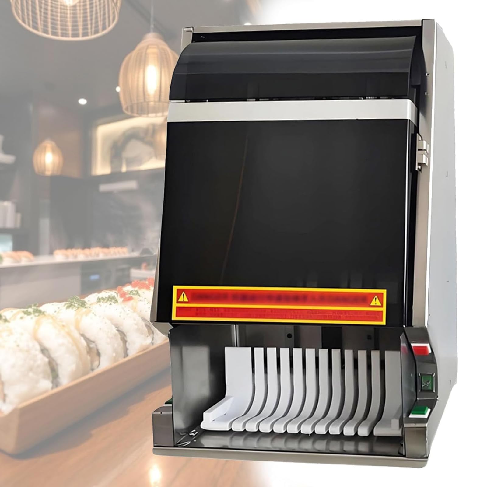 Cortador automático de rollos de sushi, máquina cortadora de sushi multifuncional para rebanadas rápidas y uniformes, corta sin esfuerzo 8/10/12 piezas, ideal para restaurante y snack bar
