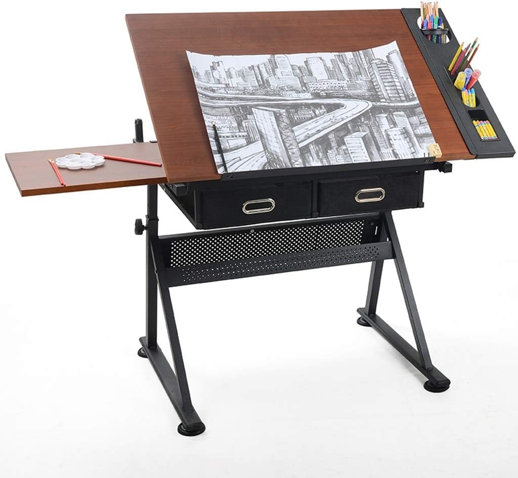 Mesa de dibujo ajustable con almacenamiento, escritorio de manualidades para oficina en casa y estudio, escritorio de arte ideal para artistas y diseñadores, perfecto para proyectos de dibujo y diseño