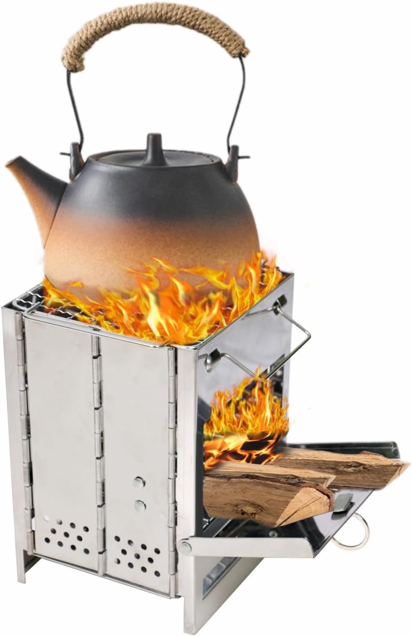 Backpacking Wood Stove, Foldable Camping Stove, Stainless Steel Foldable Camping Stove with Compact and Lightweight for Outdoor Cooking, Hiking Camping, Grilling, Picnic and BBQ, Small Size Backpacking Wood Stove, Foldable Camping Stove, Stainless Steel Foldable Camping Stove with Compact and Lightweight for Outdoor Cooking, Hiking Camping, Grilling, Picnic and BBQ, Small Size