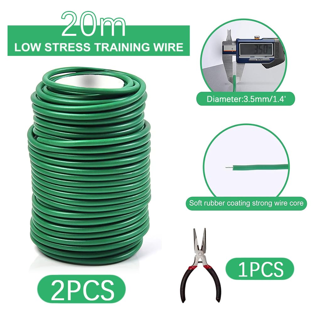 Alambre Plastificado Verde,2 Bobinas Alambre Jardin 3,5mm x 40m,Alambre Para Plantas Lazos,Alambre Para Jardinería Con Cortador,Ldeal Para Atar Rosales Trepadores y Soporte De Plantas En El Jardín
