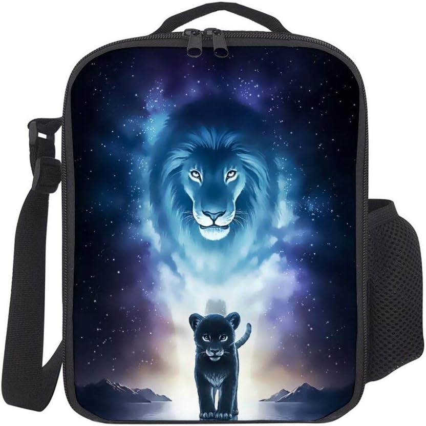SARA NELL Kids Lunch Backpack Lunch Box Insulated King Lion And Baby In Galaxy Lunch Bag Large Lunch Boxes Cooler Lunch Tote