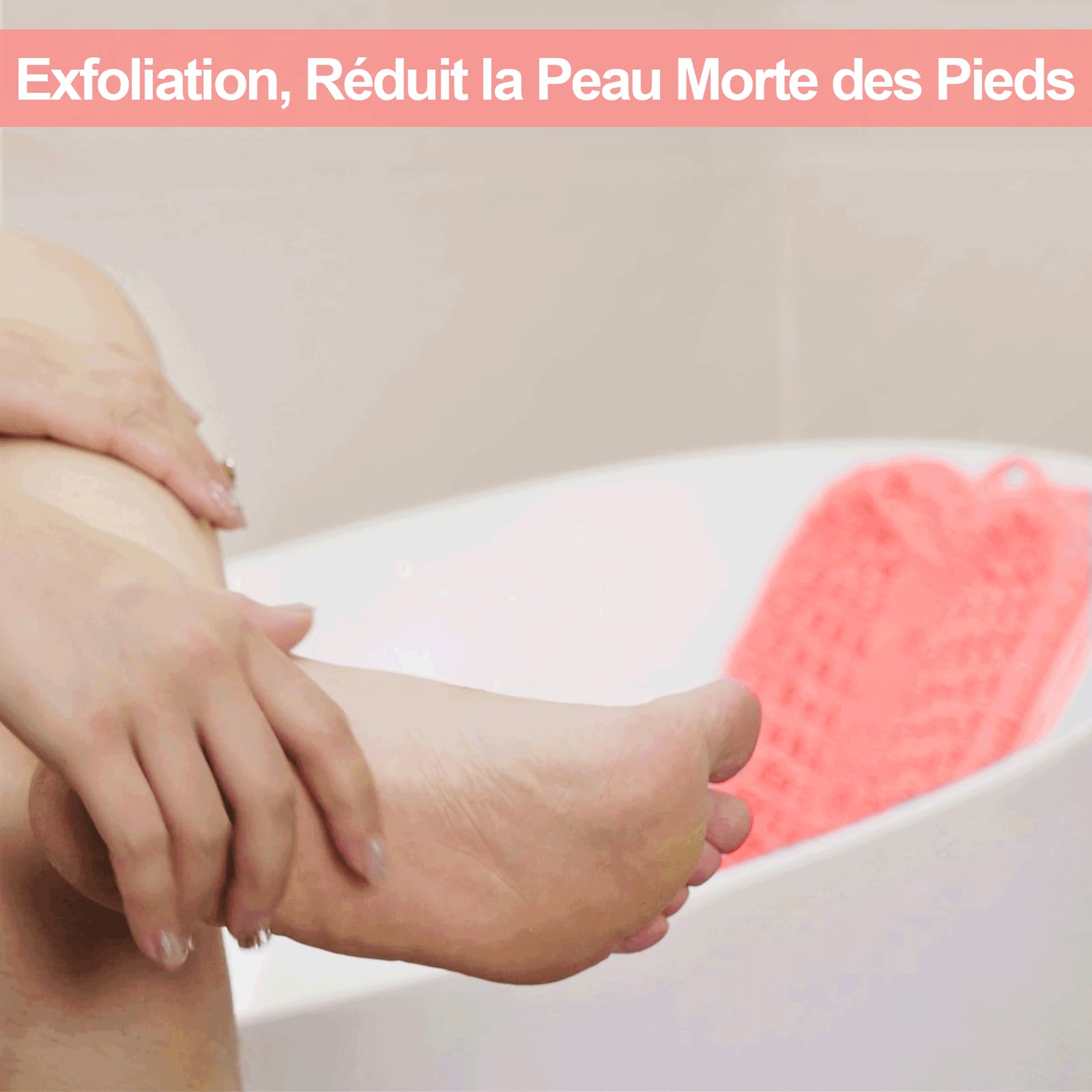 BESKAR Brosse Pieds Douche avec Ventouses Antidérapantes, Foot Spa Brosse pour Nettoyer et Exfolier Les Pieds, Pas de Flexion, Pied Acupuncture Mat pour Détendre Les Pieds