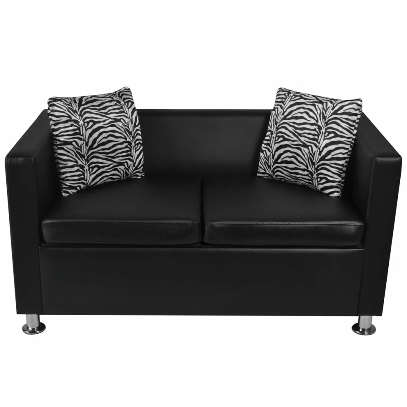 IKAYAA Conjunto de Sofás 2 Piezas Sofas de Salon 2 plazas + 3 plazas Cuero Artificial Negro