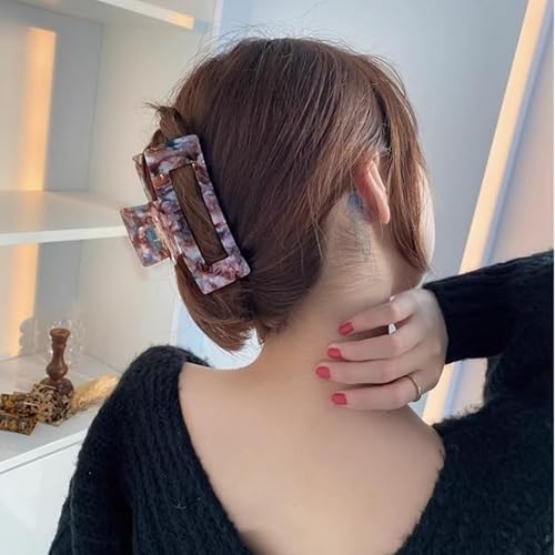 Miniatura 6 de Pinza grande de concha de tortuga de 4.1 pulgadas, pinza de pelo de acetato de celulosa, paquete de 2 pinzas de plátano para cabello grueso y