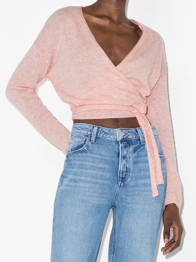 Y2k Ballet Pilates Wrap Sweater for Women Aesthetic Workout Yoga Long Sleeve Side Tie Athletic Cross Wrap Shirt Top2