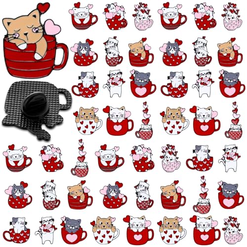 Tondiamo 48pcs Valentine's Pins Gifts Kitty with Heart...