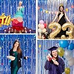 Blue Streamers Party Decorations 3.3x8.2ft, 2 Pack Dark Blue Tinsel Backdrop for Ocean Themed Party Decor, Glitter Blue Foil Fringe Curtains for Door Decorations Hanging Birthday Baby Shower Halloween - Image 4