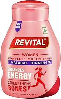 Revital H for Woman with Multivitamins, Calcium, Zinc & Natural Ginseng for Daily Immunity Strong Bones, and Enhances Energy Level - 30 Capsules, 1 count
