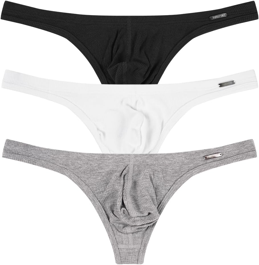 Mens Thong Underwear Ribber G-String Low Rise Briefs T-Back Pouch Stretch and All-day Comfort Lingerie for Men