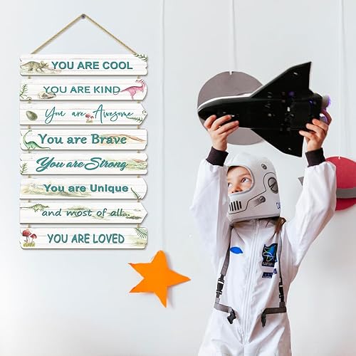 Miniatura 3 de Paquesta Decoración de habitación de niños, decoración de habitación de dinosaurio para dormitorio de niños, arte de pared inspirador para