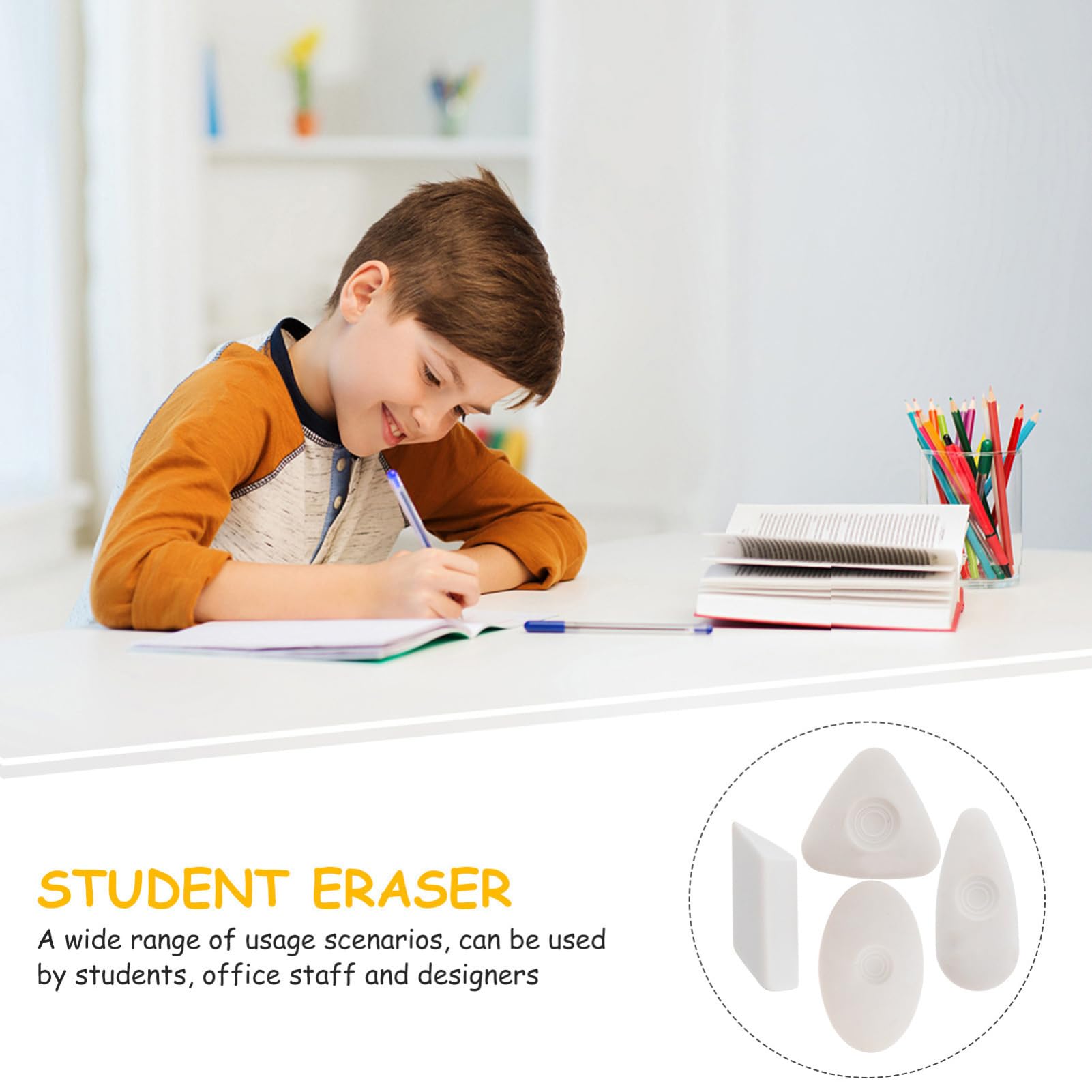 FUNOMOCYA 4Pcs Drawing Art Erasers for Students High Light Sketching Erasers for Pencil and for Art Supplies Compact and Easy to Carry