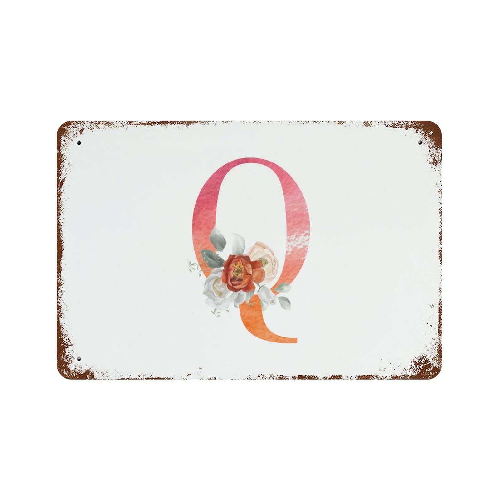 Panneau en étain monogramme Q rose idée cadeau original lui ou elle