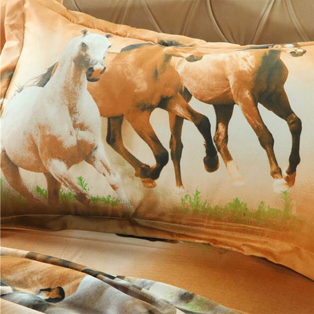 Parure Copripiumino BIJOOT 200x200 Con Cavalli – Stampa 3D In Microfibra, Morbido E Traspirante, 2 Federe 50x75 Cm Incluse