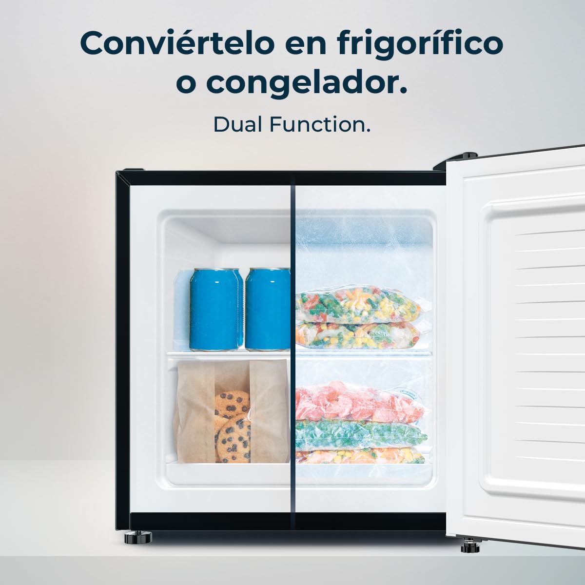 Cecotec Bolero CoolMarket TT 31 Dual Black Glass E.Mini lodówka o pojemności 31 l, możliwość przekształcenia w lodówkę/zamrażarkę, sterowanie mechaniczne, klasa E, wyjmowana taca.