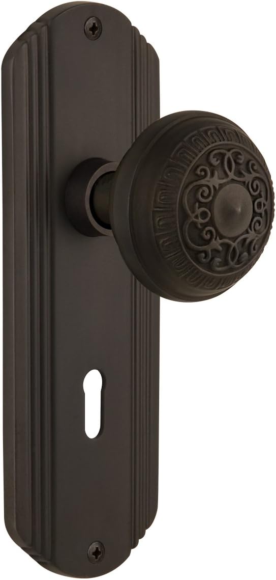 Nostalgic Warehouse Deco Plate with Keyhole Egg & Dart Knob, Single Dummy, Oil-Rubbed Bronze