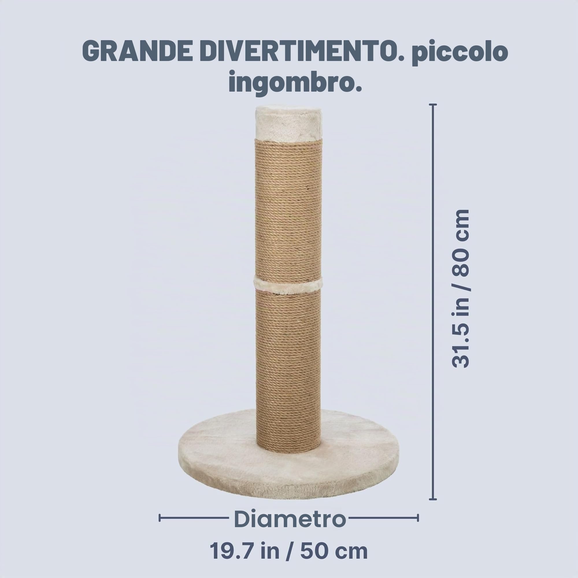 TRIXIE Rue - Tiragraffi XXL in sisal per gatti di grandi dimensioni, base in peluche, 80 cm, colore: Beige