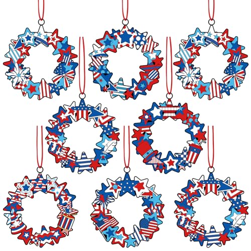 Zhanmai 30 Pcs Color Your Own Funny Patriotic Wreath DIY Fourth of July Patriotic Crafts Bulk Color Your Own Memorial Day DIY Crafts for Independence Day Holiday Party Home School Activities