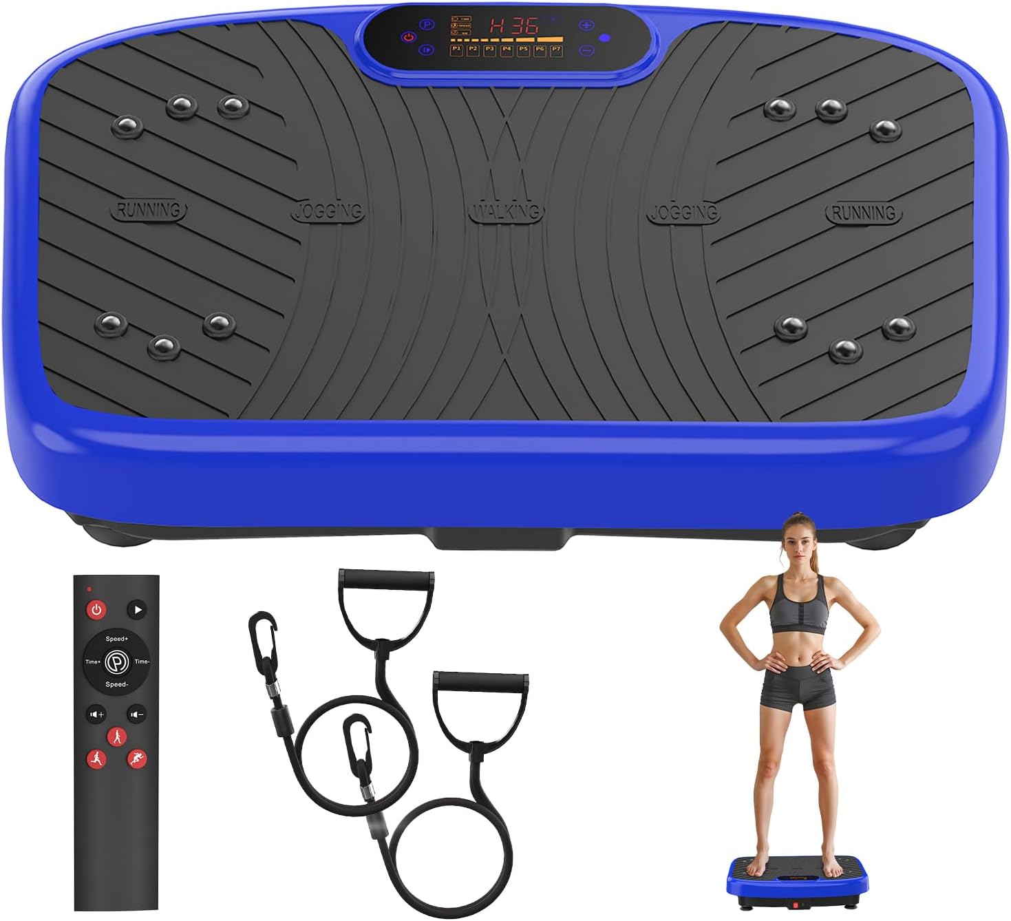 Vibration Plate Exercise Machine, Vibration Plate for Lymphatic Drainage, Portable Sport Gym for Shaping Whole Body Muscle - Max User Weight 450 Lbs(Blue)