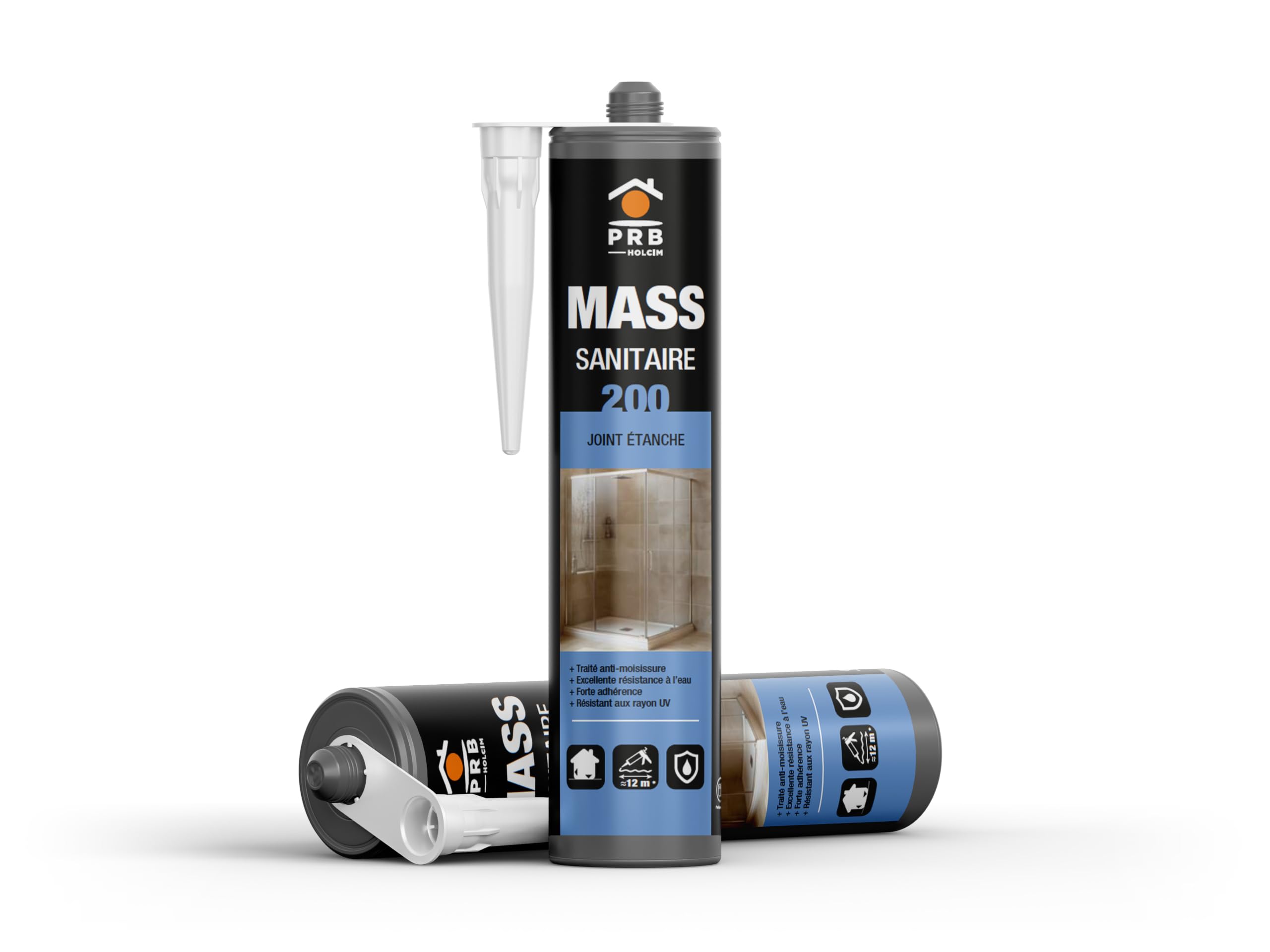 9 Cartouches de Mastic Silicone Gris 9x300ml - Cuisine et Salle de Bain