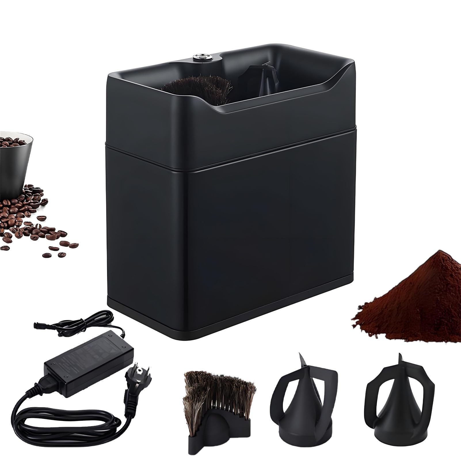 Pulitore elettrico per portafiltri, pulitore automatico per portafiltri per la pulizia di dischi di caffè espresso, accessori per caffè espresso, strumenti per bar domestici o commerciali Black