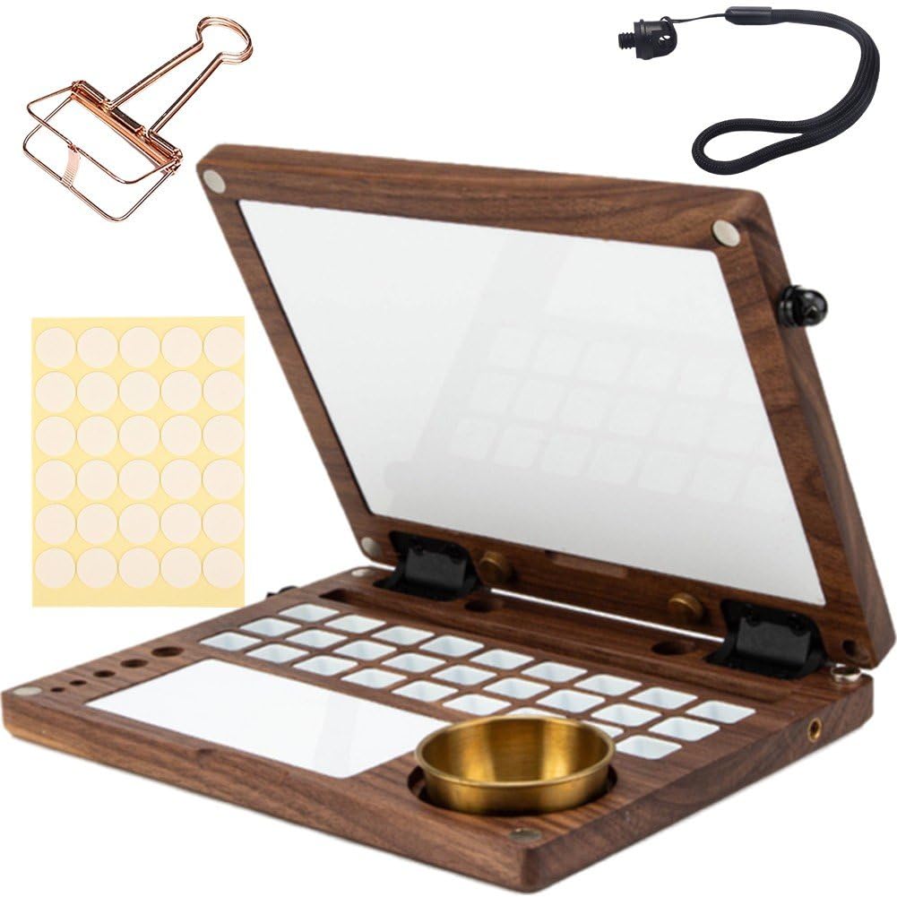 Paleta Portátil, Paleta De Madera, Caja De Pintura Óleo Multifuncional, Paleta De Cuaderno De Bocetos, Herramienta De Pintura De Acuarela para Viajes Aire Libre para Estudiantes