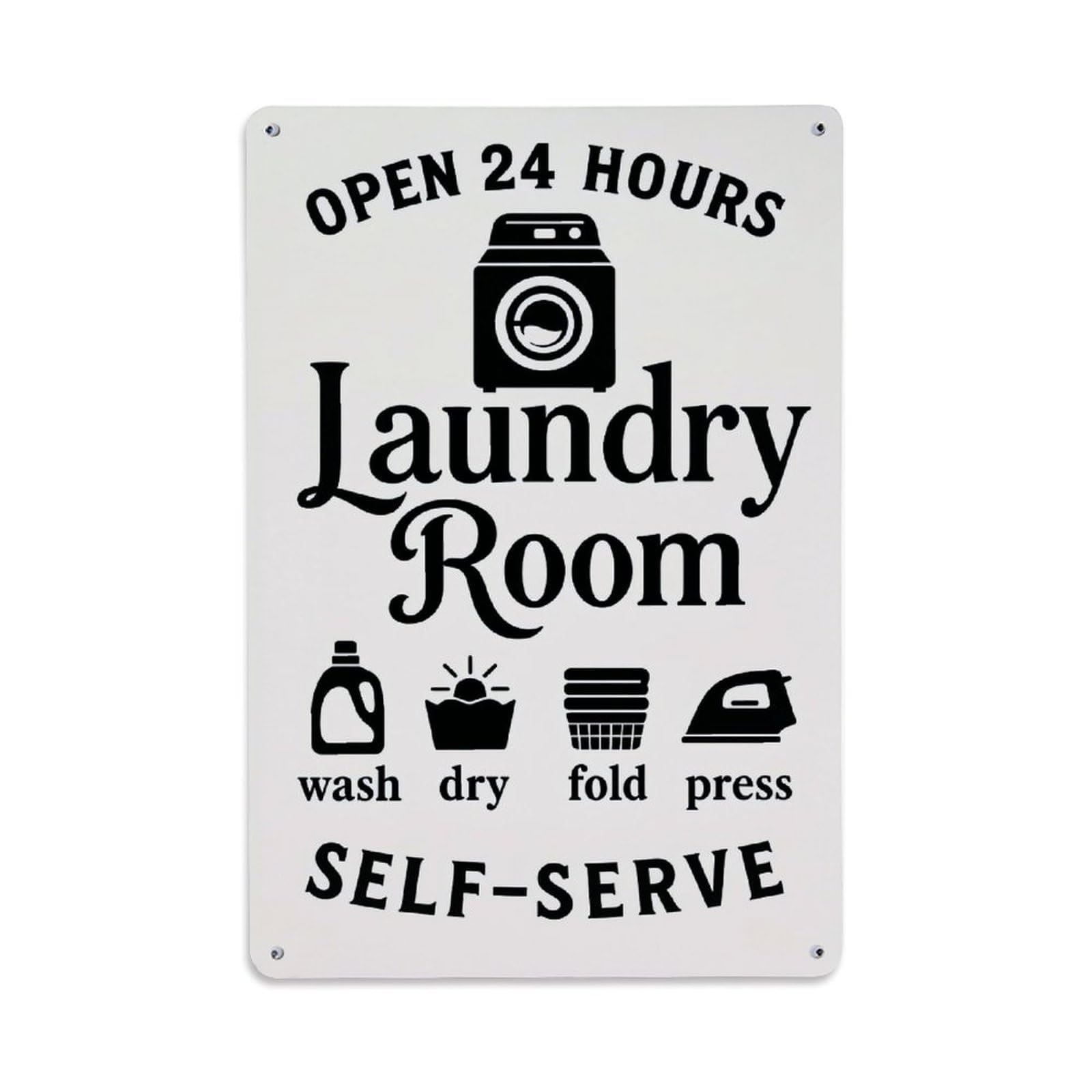 Nestemfo Vintage Laundry Room Self Serve Sign Tin Sign Metal Sign, Living Room,Bar, Home, Bedroom Wall Decor,Retro Metal Poster 8X12 Inches
