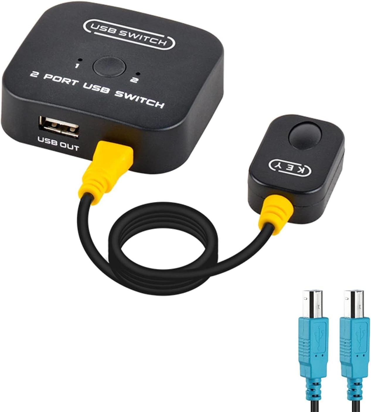 USB Switch Selector 2 Port, USB Switch for 2 Computers Sharing 1 USB 2.0 Devices Keyboard Mouse Printer Scanner, with Desktop Controller & 2 USB Cables-picture-23