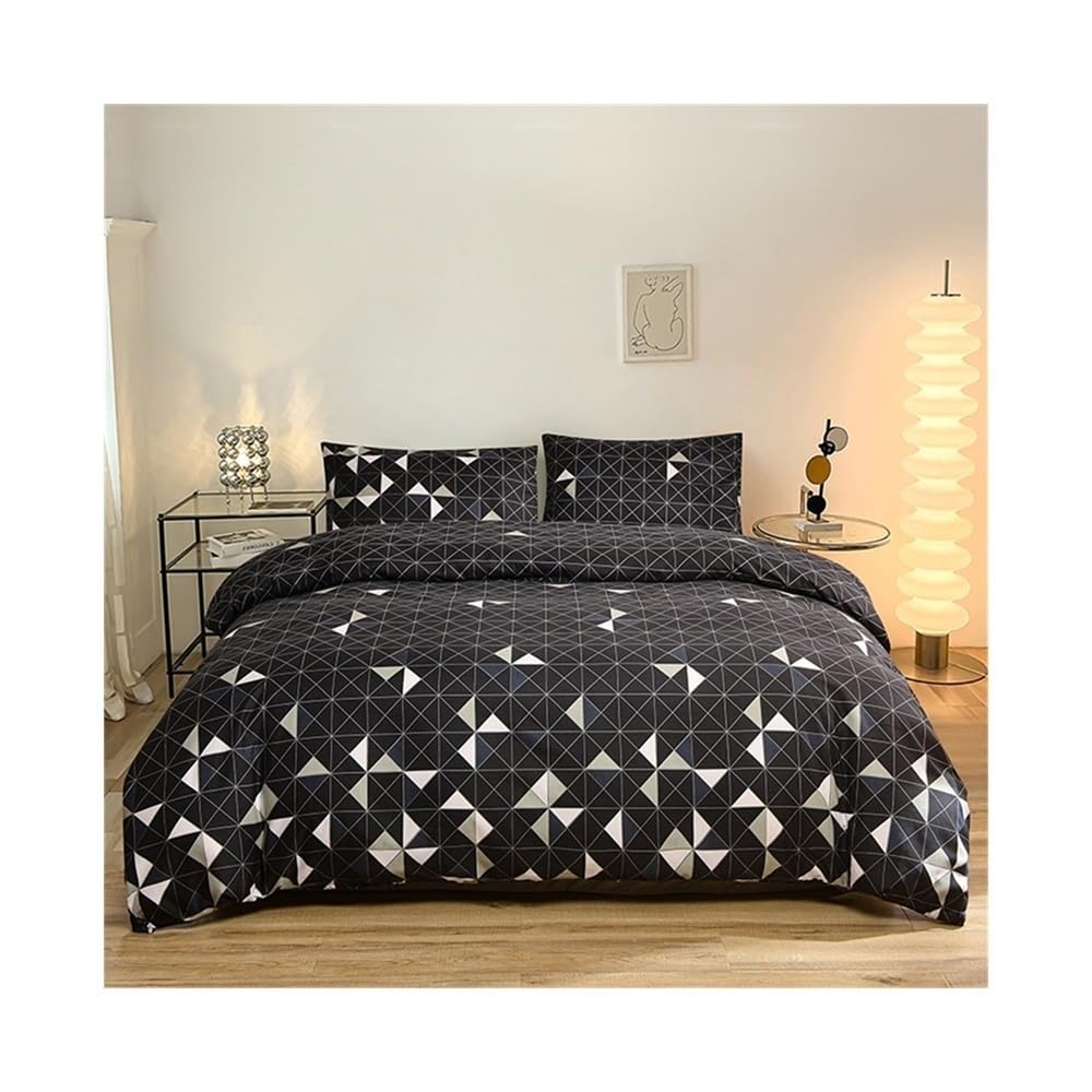S5b8W3g7 Bedding set Geometric Patterns Printed Duvet Cover Set with Pillowcases, 3PCS Comfort Microfibre Bedding Home Textile