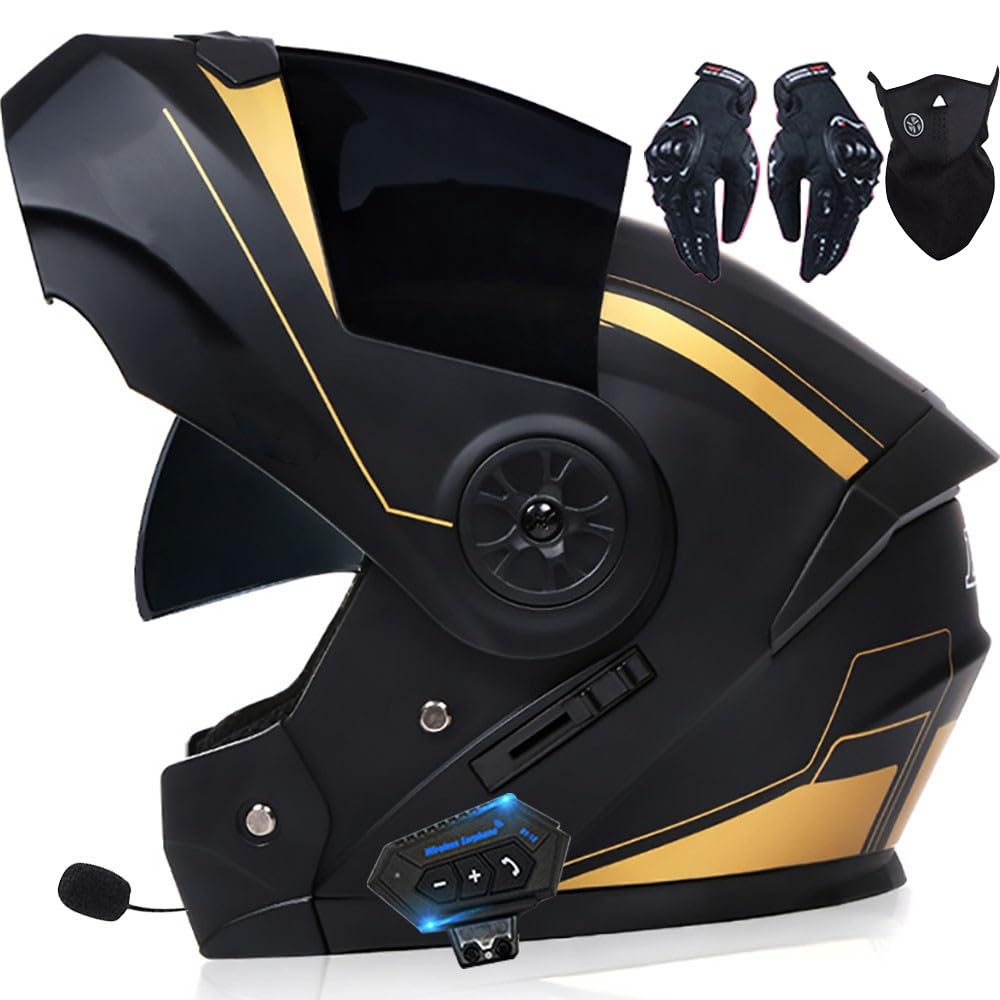 Letetexi Modular Flip-Up Helmet with Bluetooth, DOT/ECE Approved Full Face Motorcycle with Double Anti-Fog Visors for Men and Women