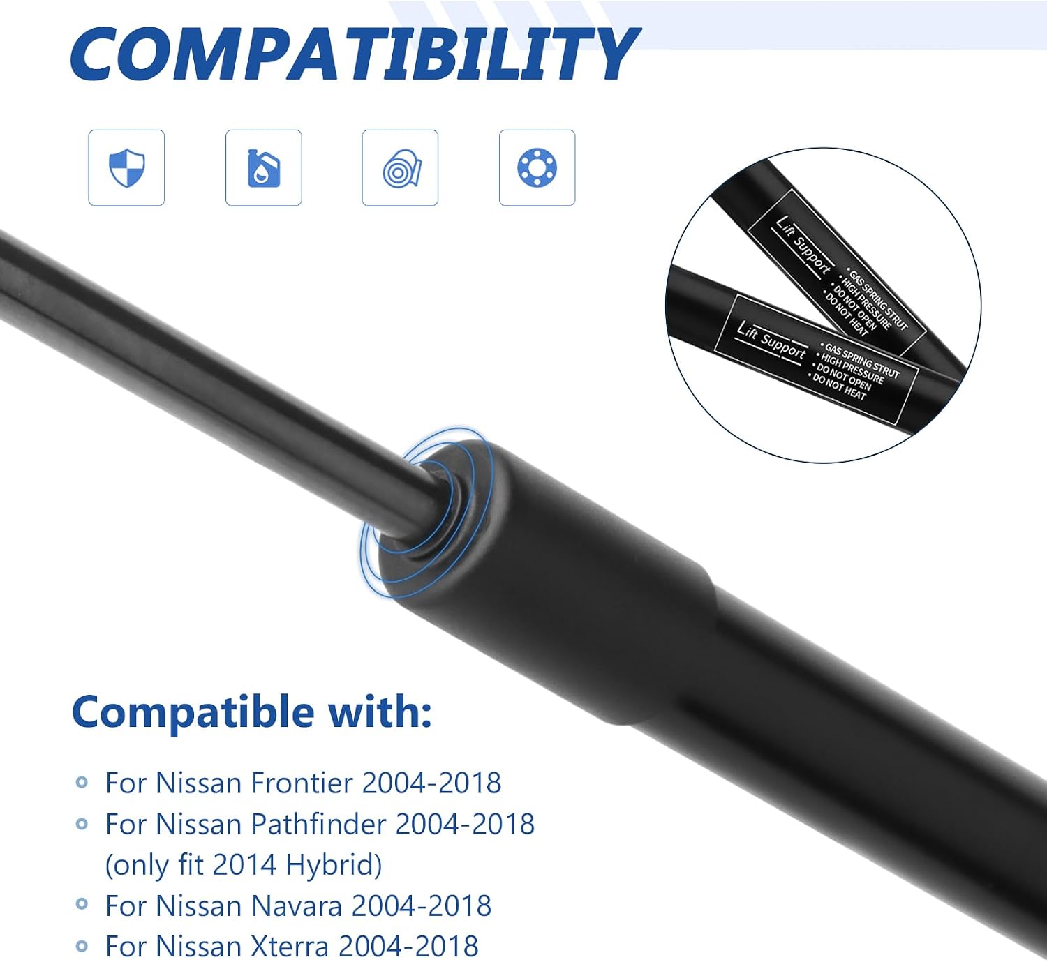 Hood Lift Supports for Nissan Navara Frontier D40 Pathfinder Xterra 2004-2018 Gas Spring Shock Absorber Hood Struts