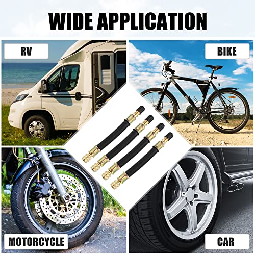 Image of X AUTOHAUX 4pcs Tire Valve Extension Stem Adaptor Tool Flexible Dual Valve Stem Extender Pipes 12cm / 4.7 inch for Car Truck Bike Trailer RV Portable Air Compressor