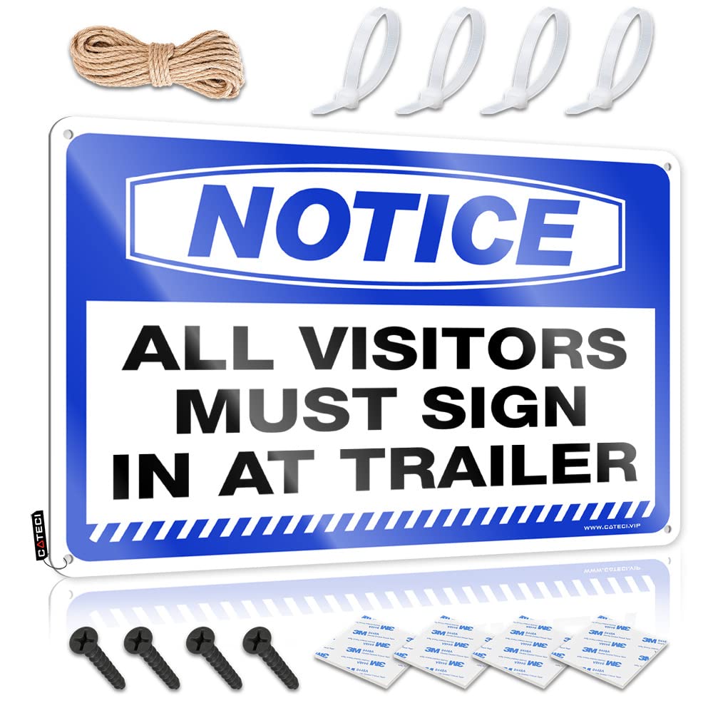 STWNVOITV Vintage Funny Tin Sign Notice All Visitors Must Sign In At Trailer Tin Funny Signs Billiard Sign Decor(30X40CM)