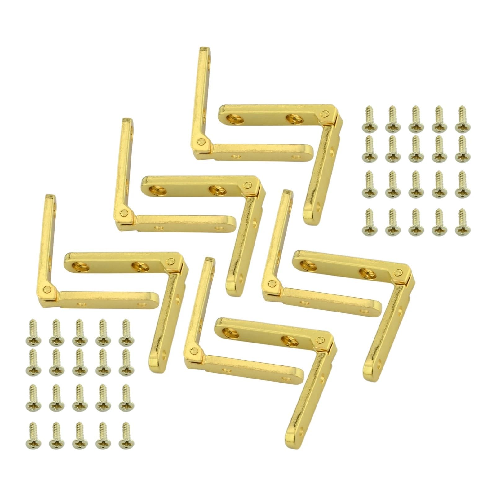 10pcs 90 Degree Folding Hinges for Jewelry Gift Wine Box Wooden Chest Case Cabinet Furniture Small Hinge with Screws 30 * 6mm for Folding Furniture(Gold)