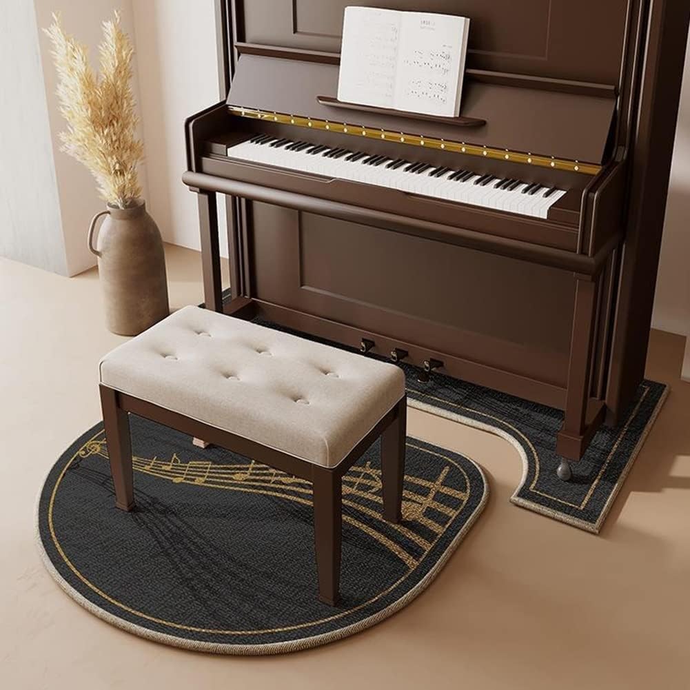 Alfombra de piano for pianos verticales, alfombras de reducción de ruido, alfombrilla insonorizada, aislamiento térmico, alfombrilla antideslizante a prueba de humedad, for pianos verticales(Black)