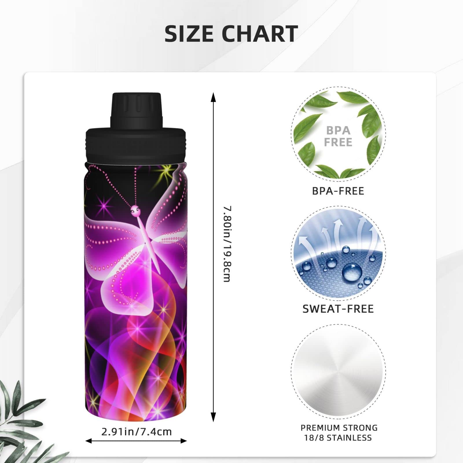 Sport-Wasserflasche, 530 ml, isoliert, Edelstahl, auslaufsicher, für Reisen, Fitnessstudio, Büro