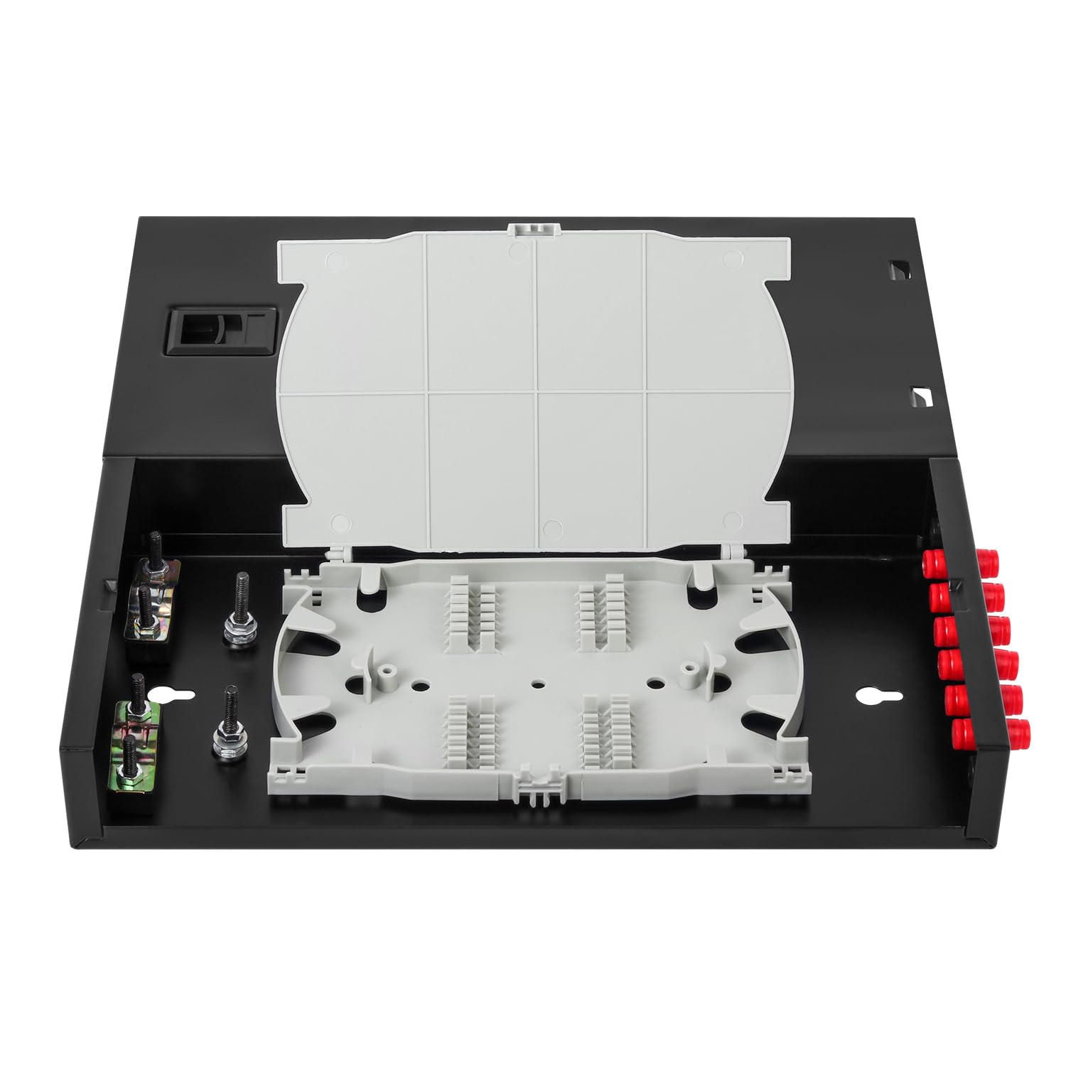 FC-UPC 6 Simplex 6 Port Wall Mount Fiber Enclosure with Splice Tray Singlemode FC-UPC Kit (Includes 1.2 Meter Pigtail and Fiber Coupler)