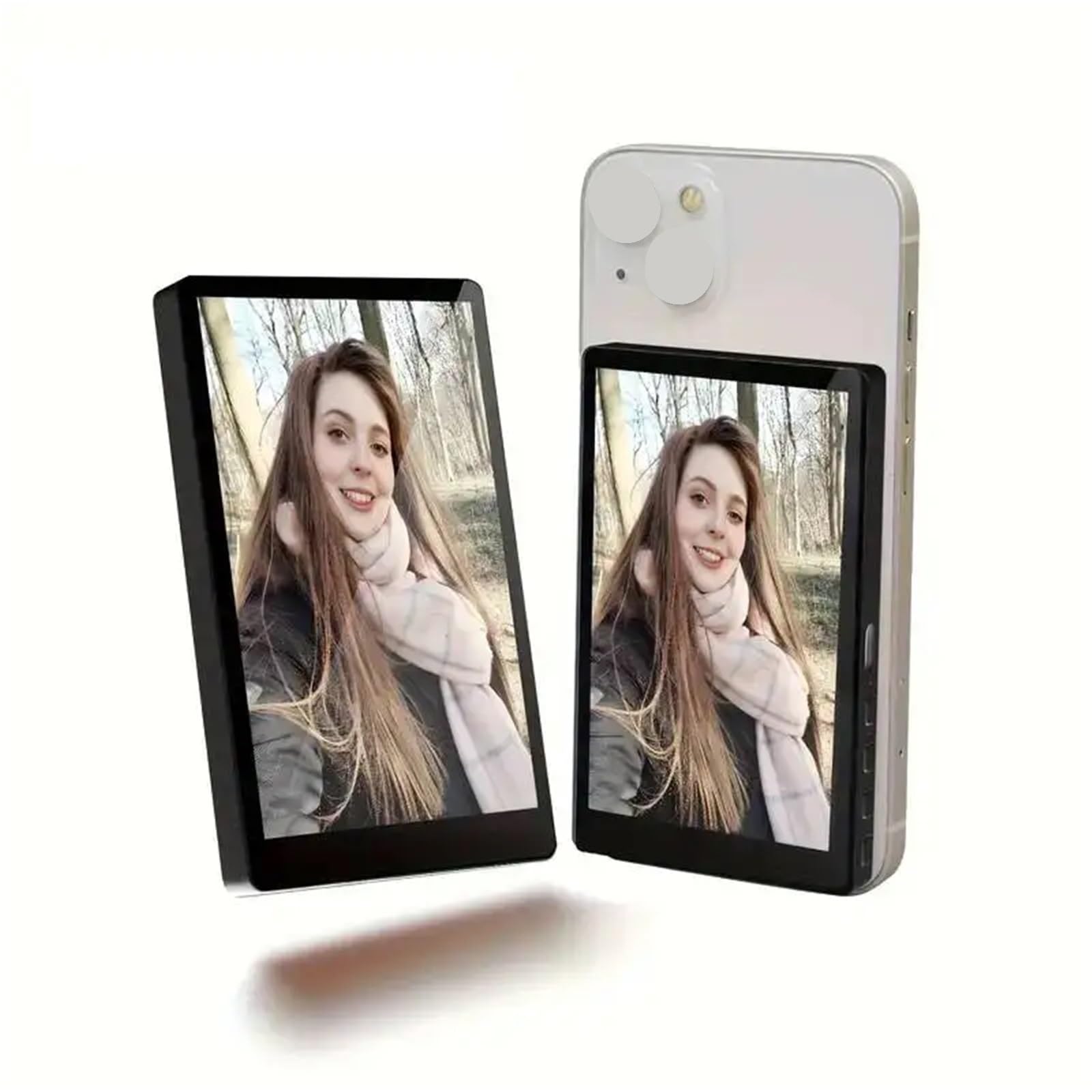 Monitor do Selfie, Bezprzewodowy magnetyczny ekran monitora smartfona do transmisji na żywo vlogów ze smartfonów dla telefonu(Gray)