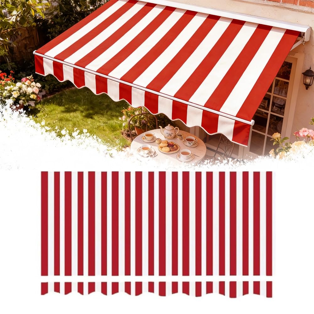 Telo di Ricambio per Tenda da Sole Tessuto di Ricambio per Tenda da Esterno Tessuto Impermeabile in Poliestere, Protezione UV(Red,10x6.5ft/300x200cm)