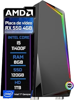 PC Gamer Blue PC Intel Core i5 11400f (11ª Geração) 8GB DDR4 AMD RX 550 4GB HD 1TB SSD 120GB - Fonte 500w