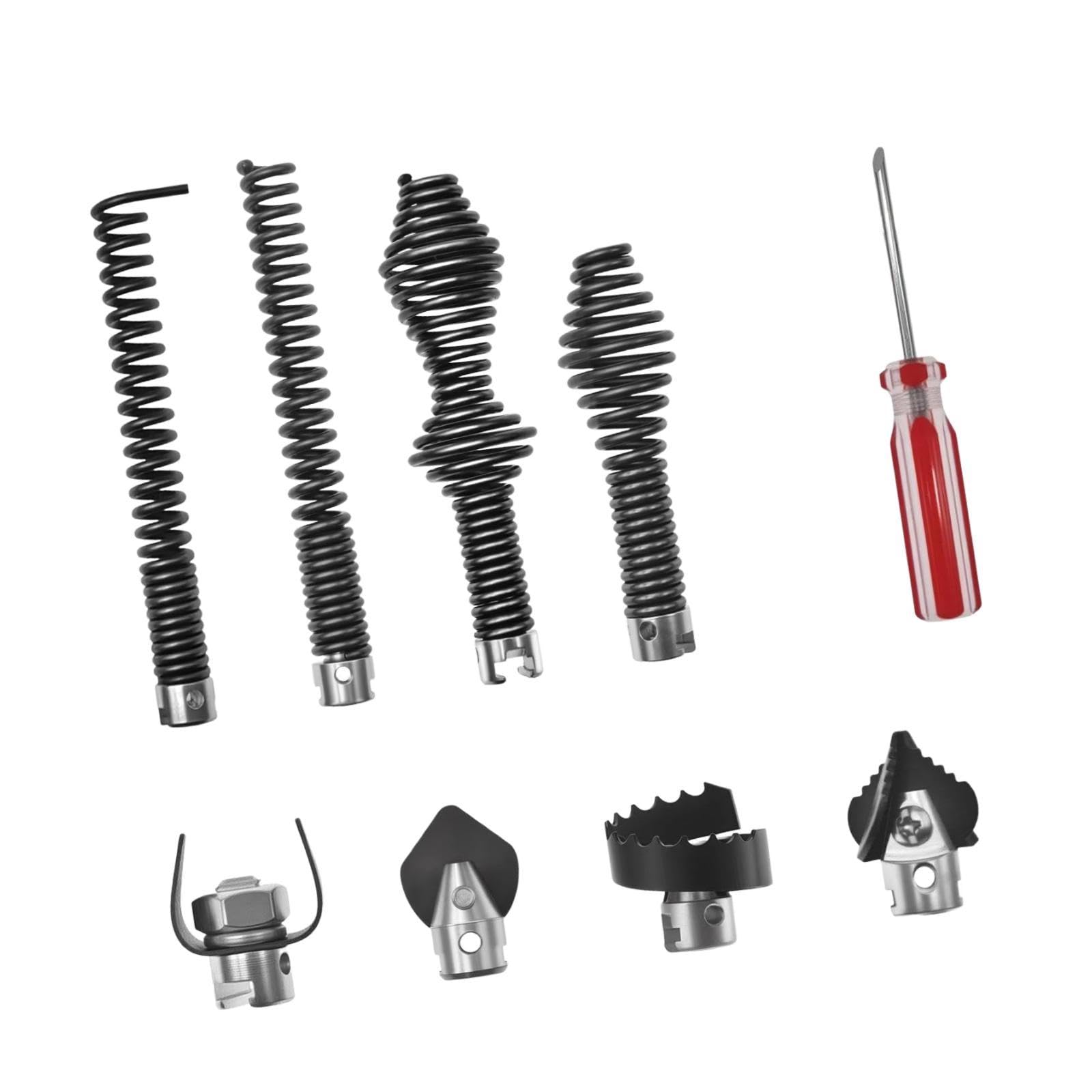 Juego cabezales corte combinados para limpiador desagües, accesorio taladro para desatascador tuberías, para máquina dragado, Juego de 9