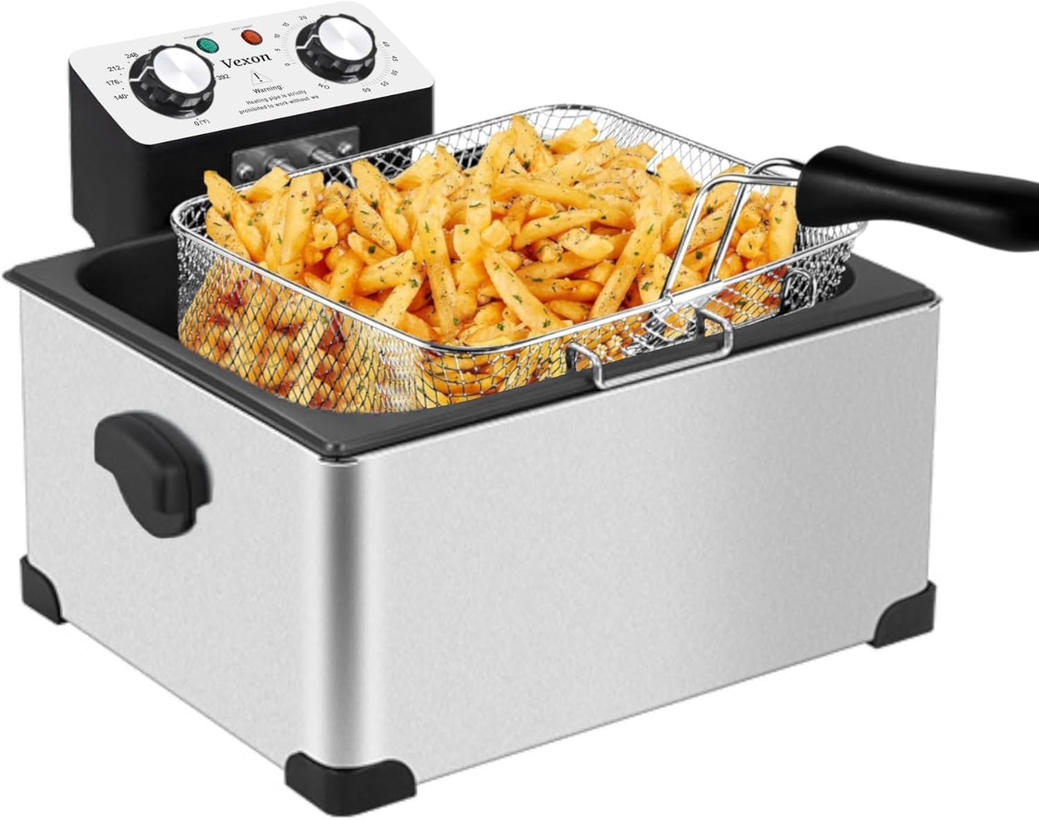 Photo 1 of 1800W Electric Deep Fryer with 3 Frying Baskets,5 Liters/21 Cups Deep Fryer with Viewing Window,Removable Frying Basket and Easy to Clean Stainless Steel Body, Silver