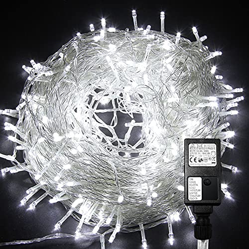 Tubiaz Luces Navidad Exterior 1000 Led 200m Blanco Frío 8 Modos Decoracion Navidad Cadena de Luces IP44 Impermeable Guirnalda Luces para fiestas de jardín, árbol de Navidad, Halloween