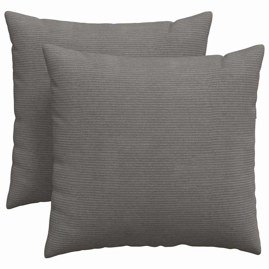 Sofakissen 2 Stück Hellgrau 45x45 cm Cordstoff mit Reißverschluss, weiche Polyesterfüllung, abnehmbare Bezüge, Moderne Dekokissen für Wohnzimmer, Schlafzimmer oder Home Office