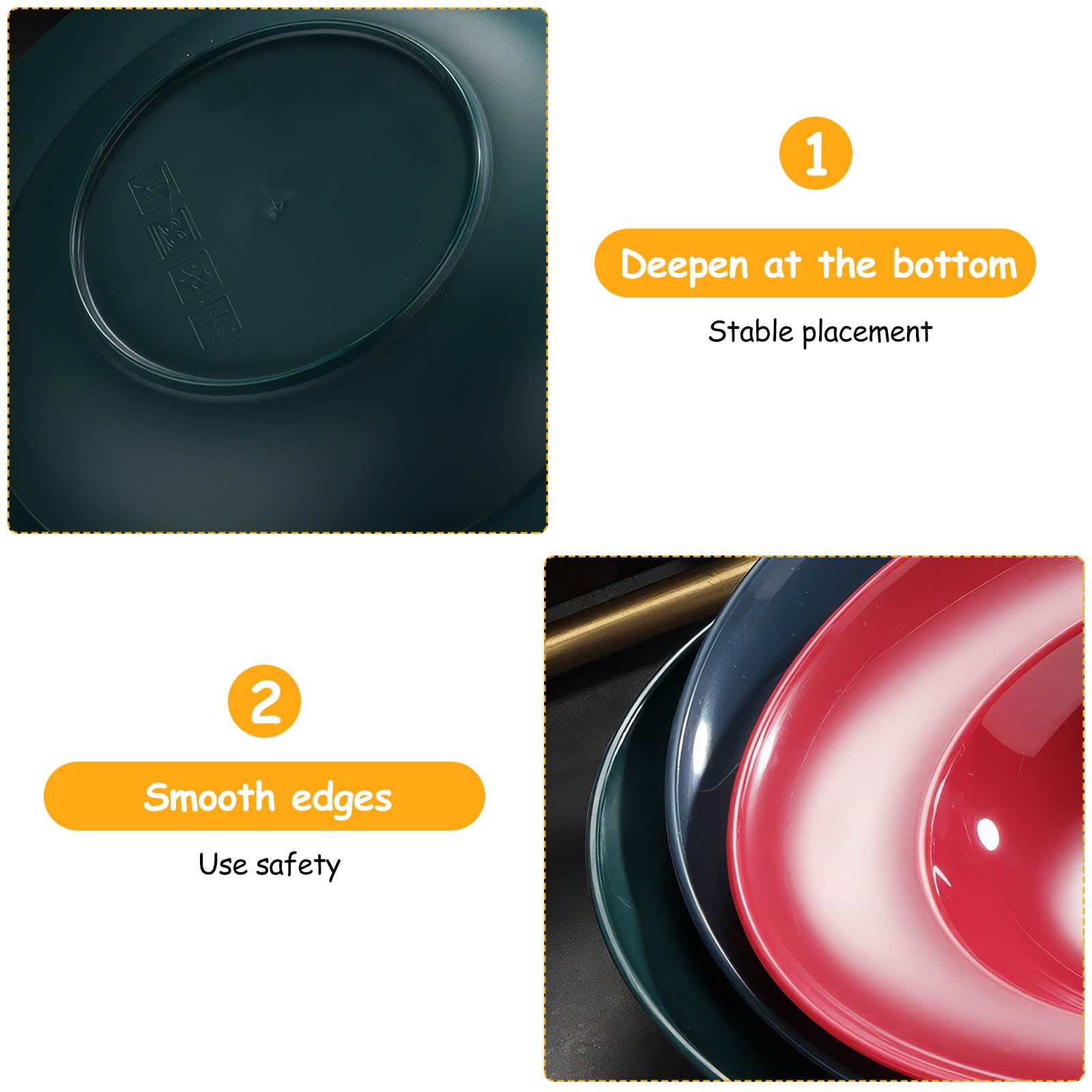 DEECOZY Lot de 6 assiettes creuses, creuses, Ø 23 cm, réutilisables, assiettes creuses, assiettes à salade, pour restaurants et usage domestique (6 couleurs)