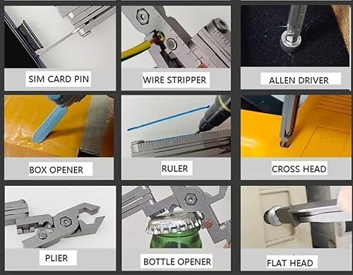 Miniatura 6 de Multitool - Herramienta de bolsillo 19 en 1 con soporte para teléfono, cortador de alambre, abrebotellas, alicates, llave hexagonal, pasador de