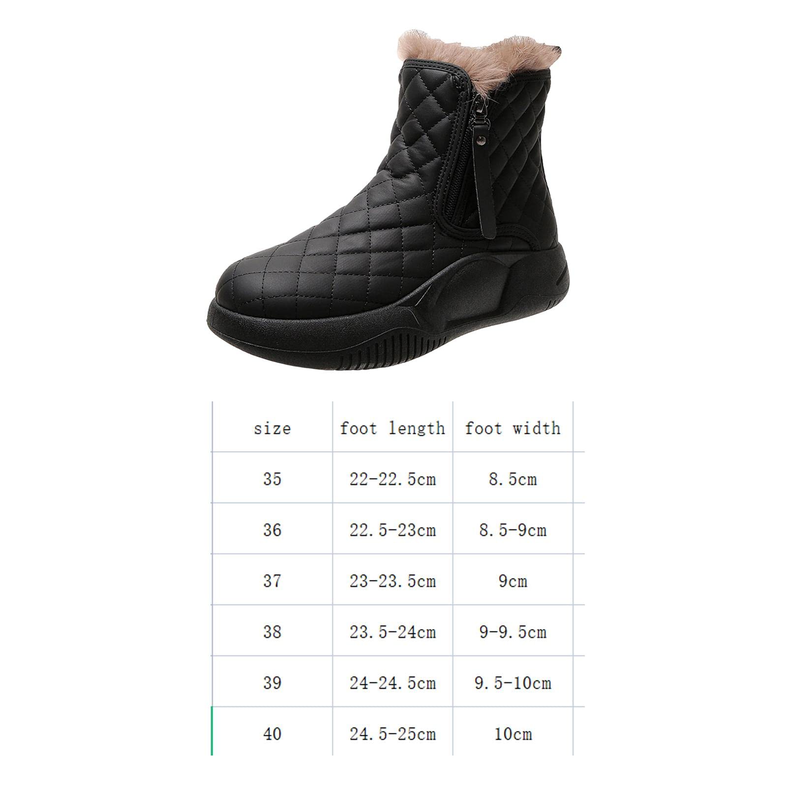 kowaku Bottes D'hiver Antidérapantes, Chaudes, à Semelle épaisse, Fermeture éclair, Confortables et Imperméables, Idéales pour La Randonnée, noir, 37