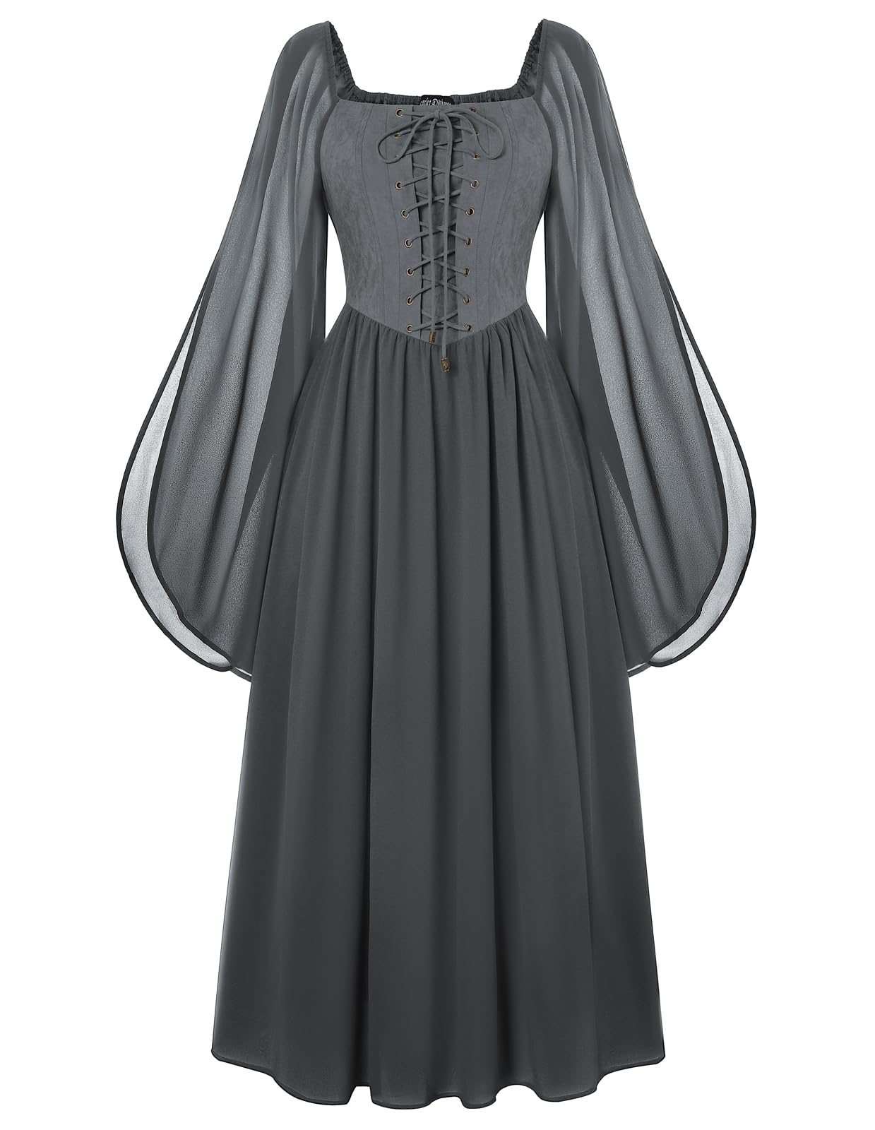 Renaissance Costume Women Halloween Medieval Witch Dress Gray L