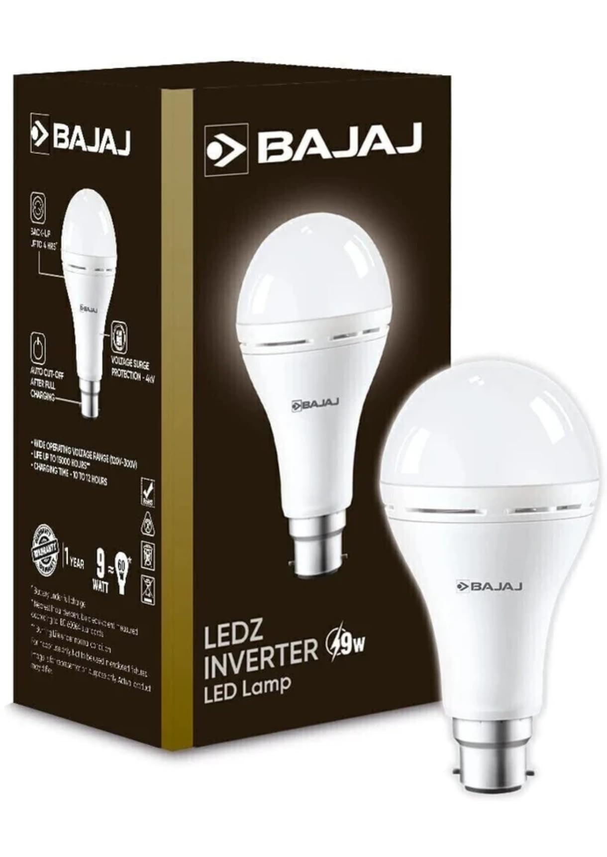 Bajaj LED Lamp 9W B22 | Backup During Power Cut, Voltage Surge Protection-image-10